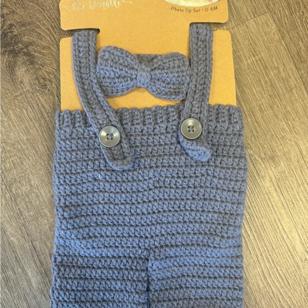 Blue Knit Baby Photo Op Set